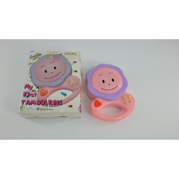 Vintage 90s My First Tambourine Toy by Smile Non-Working Kitsch Rare Novelty Toy - Picture 1 of 12